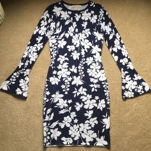 Michael Kors Navy and White Floral Dress